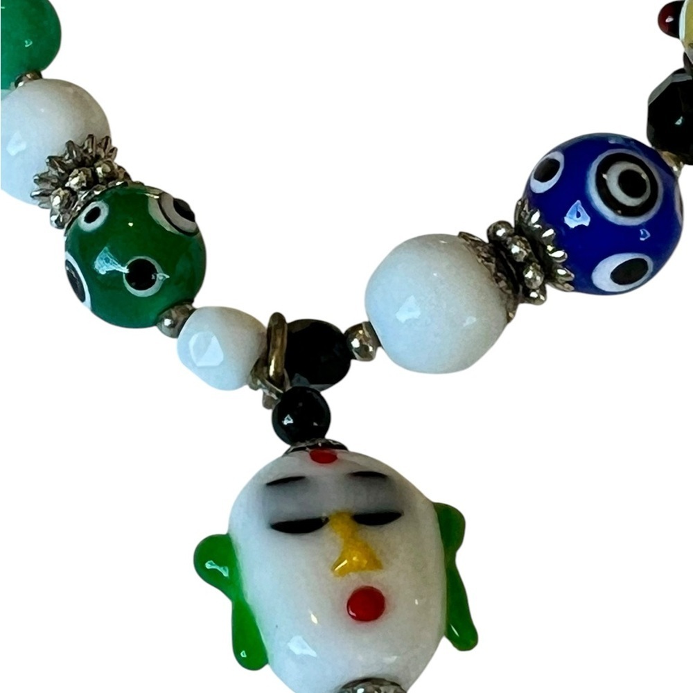 Glass Beaded Murano-Style Colorful Asian Oriental Stretch Bracelet - Picture 2 of 6